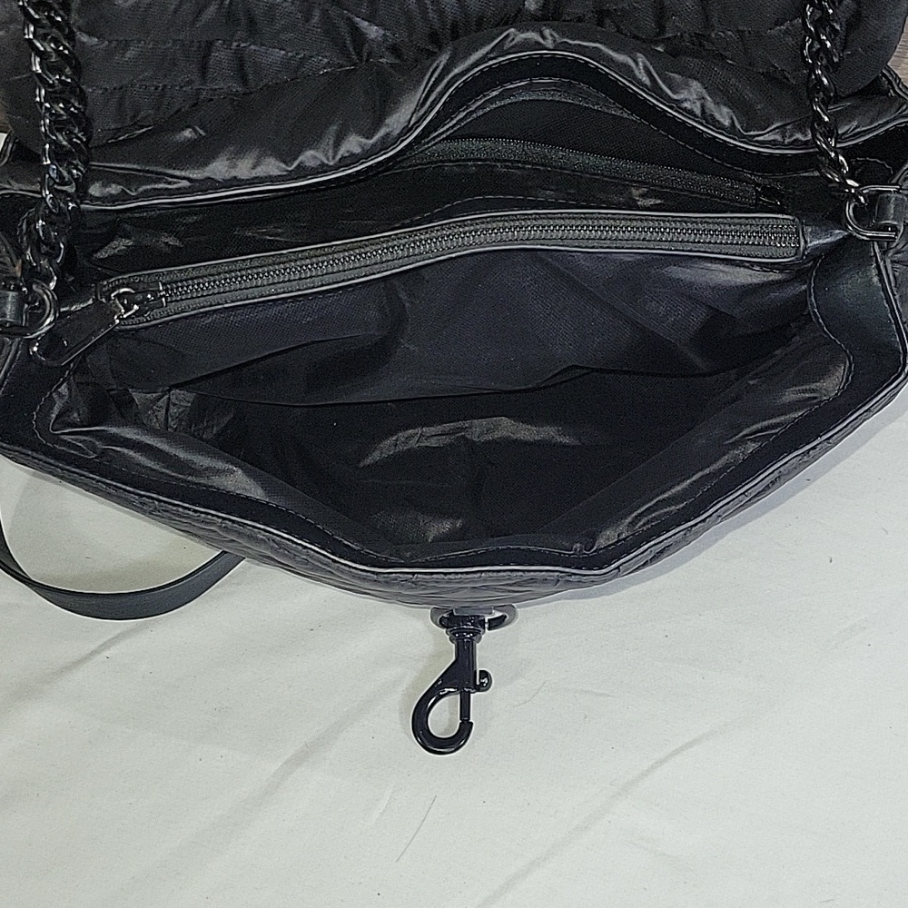 Rebecca Minkoff Black Nylon Quilted Chain Strap Crossbody Shoulder Bag - Picture 11 of 15